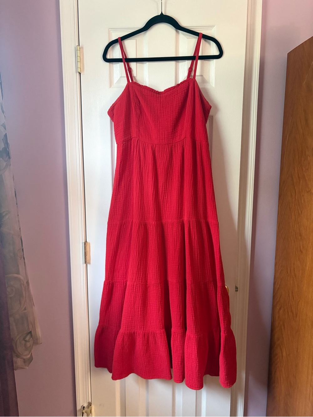 Knox Rose Red Tiered Maxi Dress with Spaghetti Straps